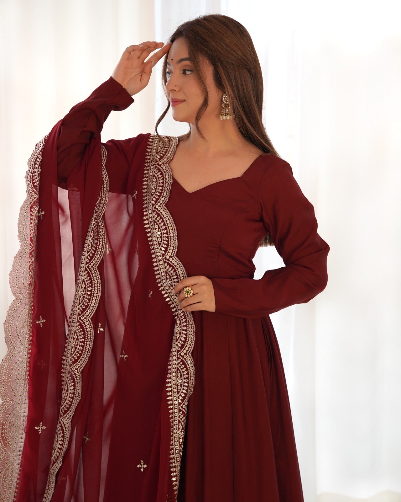 Kalamkari Maroon Fresh Look Premium Outfit (Ready to Wear)