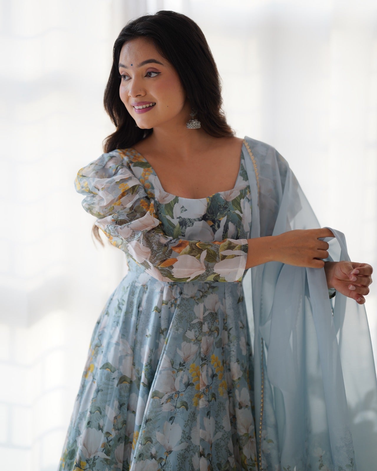 Pure Organza Ready To Wear Anarkali Set