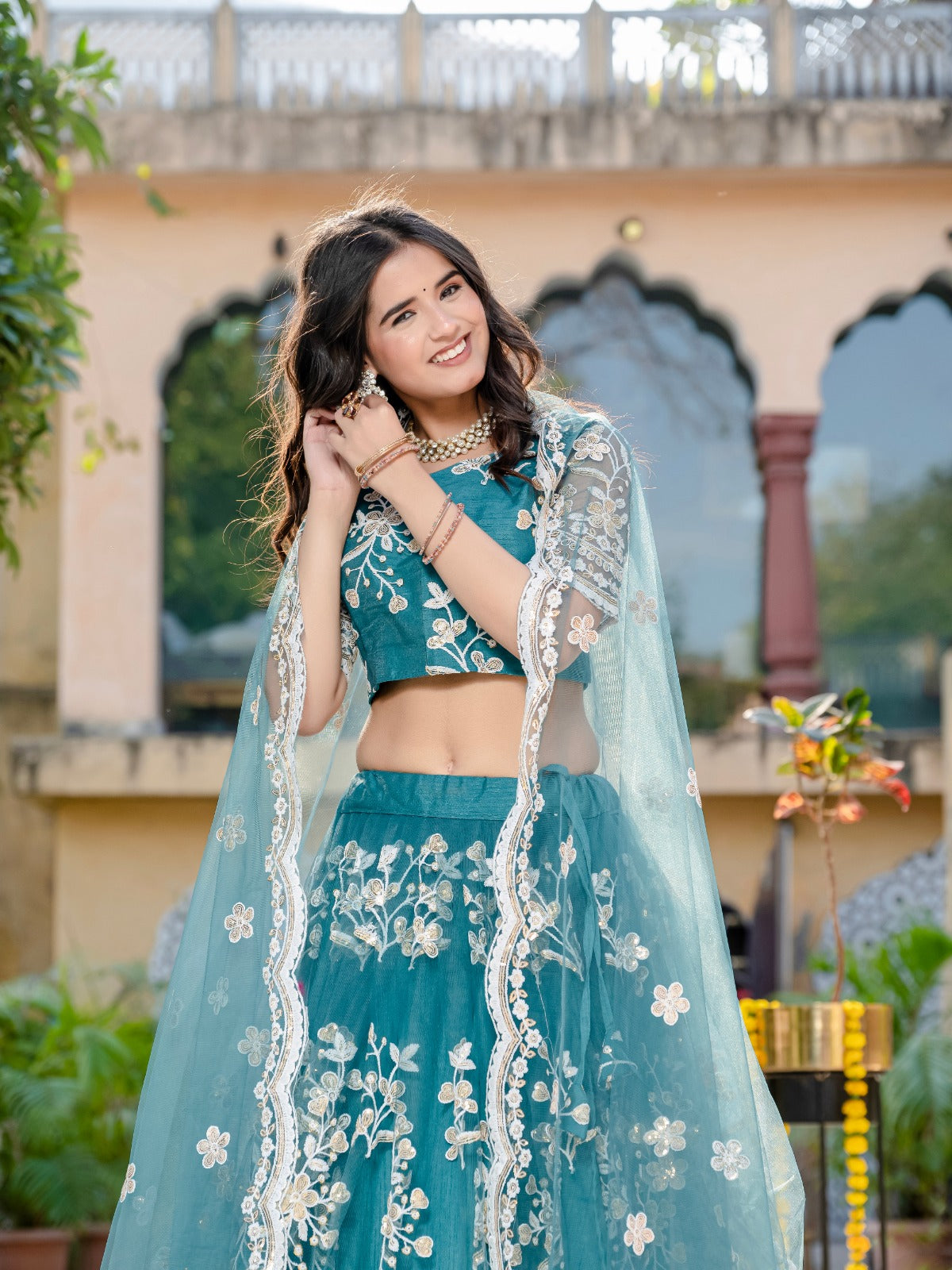 Rama Glam Net Lehanga