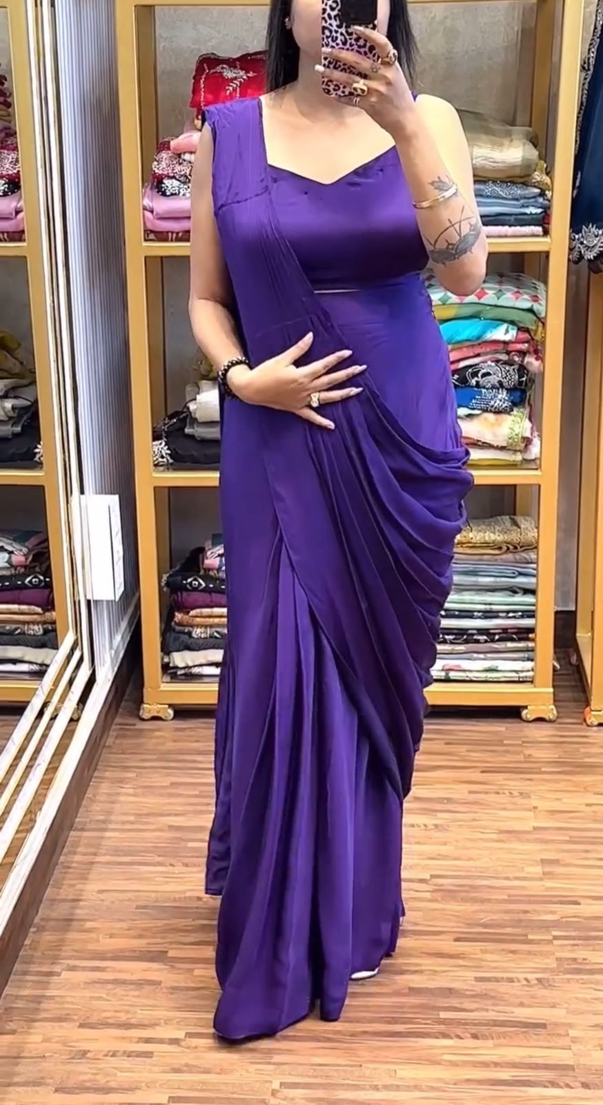 Ready To Wear Koti Jacket Style Chinon Saree
