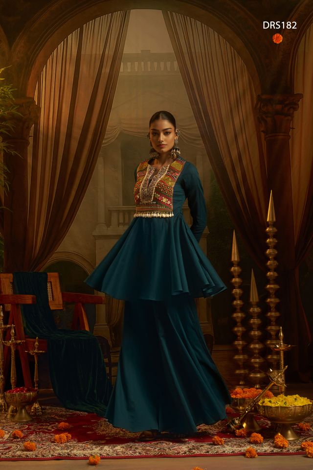 Garba nights Teal Blue Navratri 2026 Outfit
